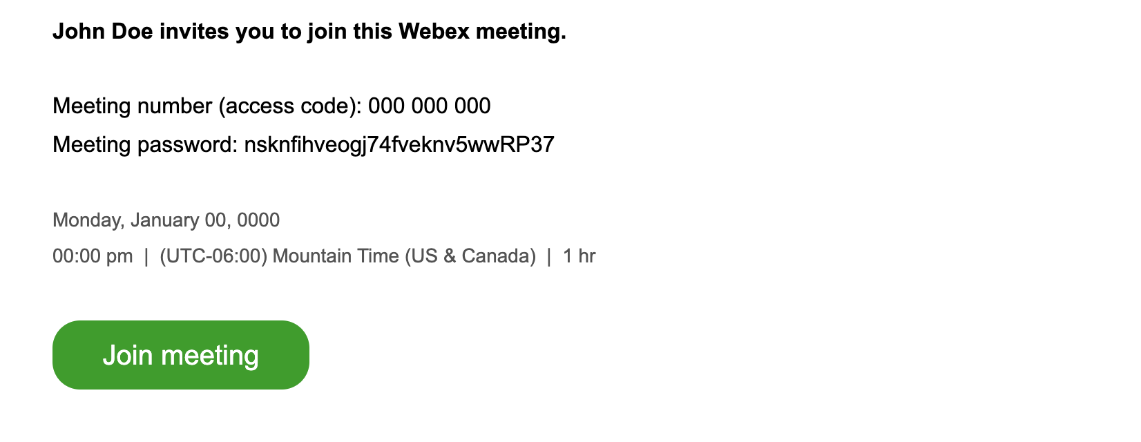 Webex appt email
